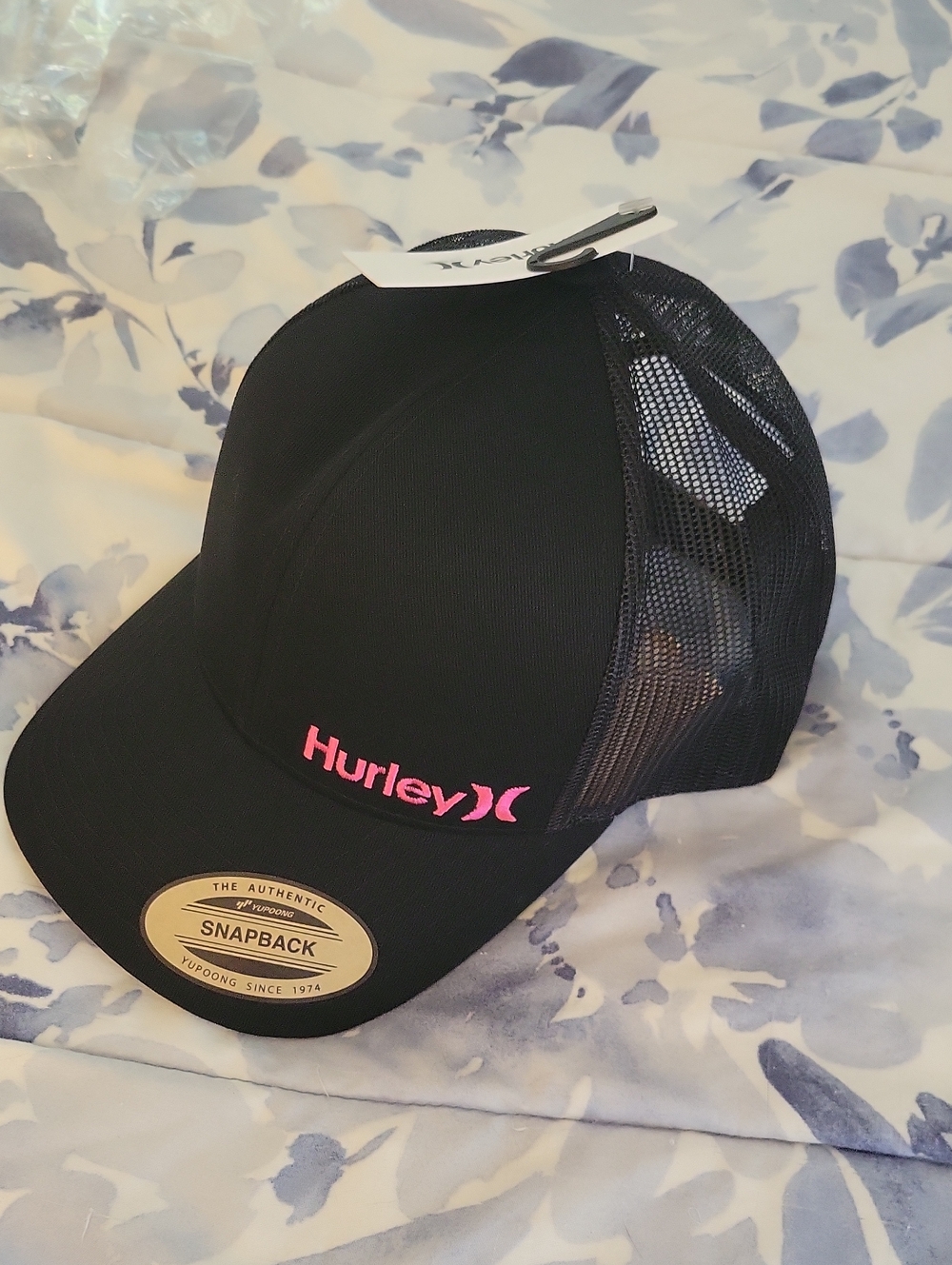 Hurley Black Trucker Cap with Pink Logo